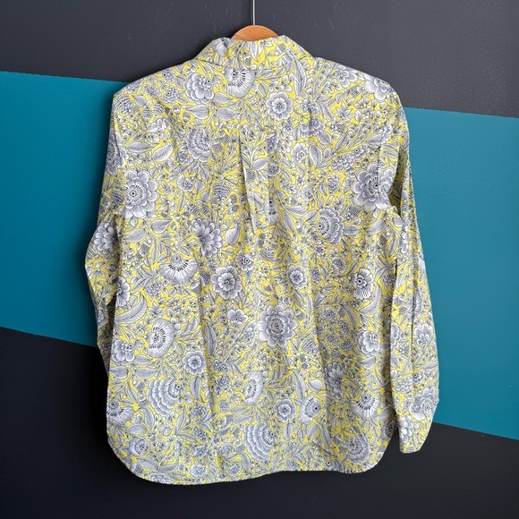 Talbots Gray and Yellow Buttoned Cuffed Sleeve Top - Picture 5 of 9